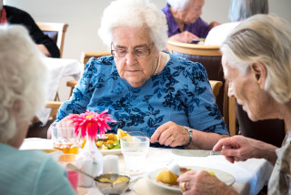 Hollybank residents at dinner