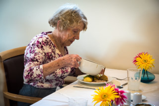 Hollybank residents at dinner