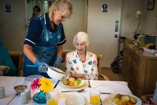 Hollybank residents at dinner